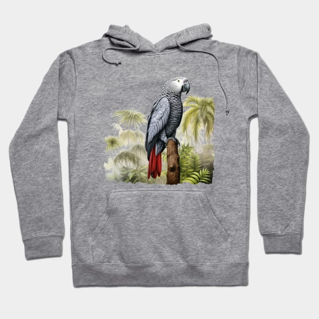 African Grey Parrot Hoodie by zooleisurelife